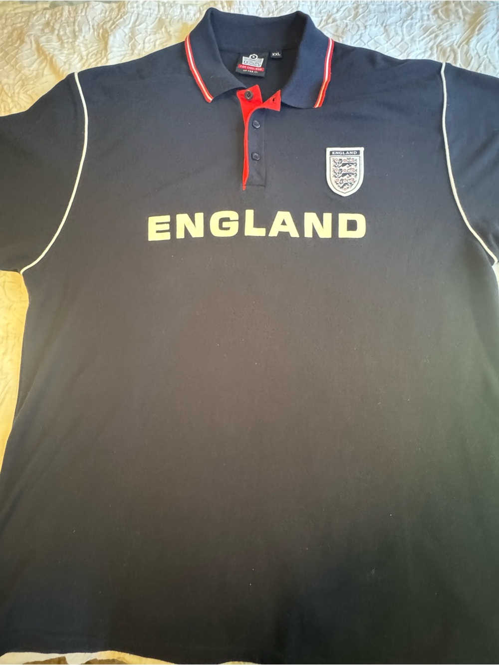 Admiral England Polo Shirt Mens XXL 2XL Navy Blue Three Lions Soccer Football